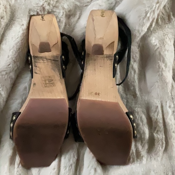 ⚡️LAST CHANCE⚡️ YSL | RARE Black Strappy Wooden Heels - Picture 8 of 12